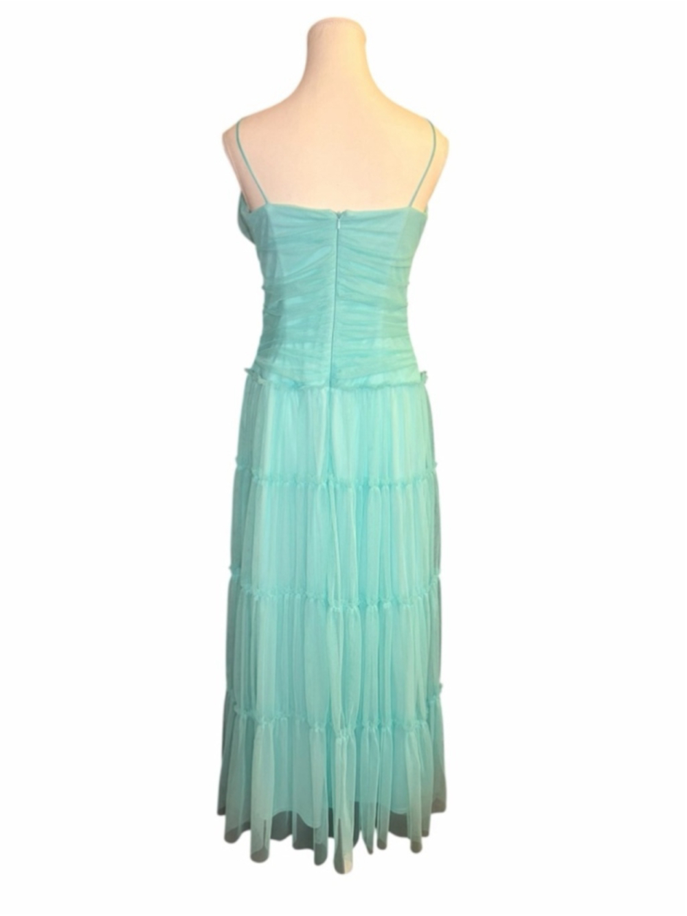 Jessica McClintock x Gunne Sax Aqua Tiered Tulle Maxi Dress Balletcore Fairycore - Picture 5 of 7